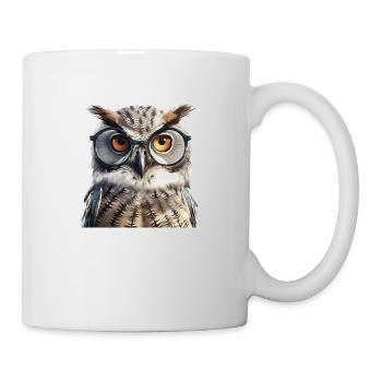 The owl with glasses as a symbol of wisdom - Mug - white - Right