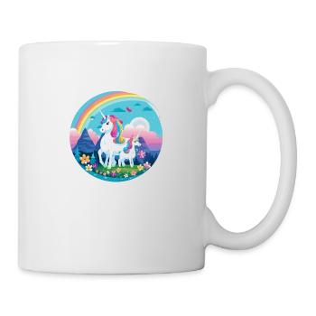 Einhorn Familie mit Regenbogen - Tasse - Weiß - Rechts