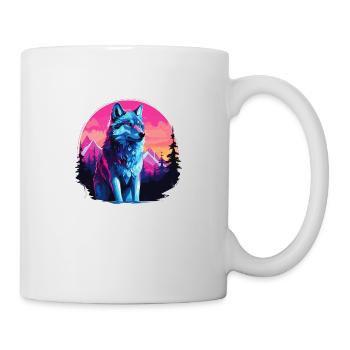 Loup Tête de Loup Loups Wolf Pack Nature Néon Coloré - Mug blanc - blanc - Droite