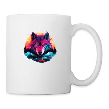 Loup Tête de Loup Loups Wolf Pack Nature Néon Coloré - Mug blanc - blanc - Droite