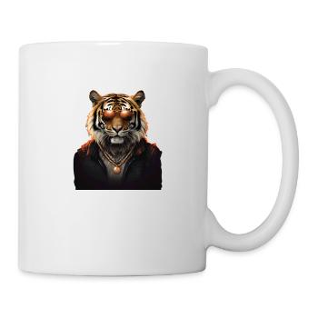 Tigre cool avec lunettes de soleil et collier - Mug blanc - blanc - Droite