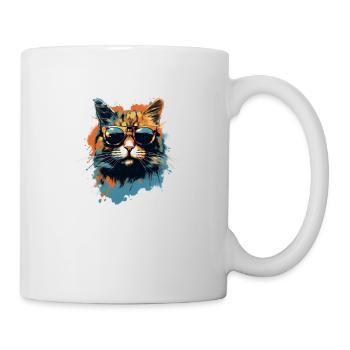 Chat avec des lunettes de soleil - Mug blanc - blanc - Droite