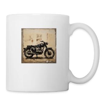 Une moto noire pour un vintage ride ! - Mug blanc - blanc - Droite