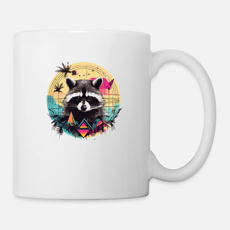 Waschbär in tropischer Geometrie - Tasse - Weiß