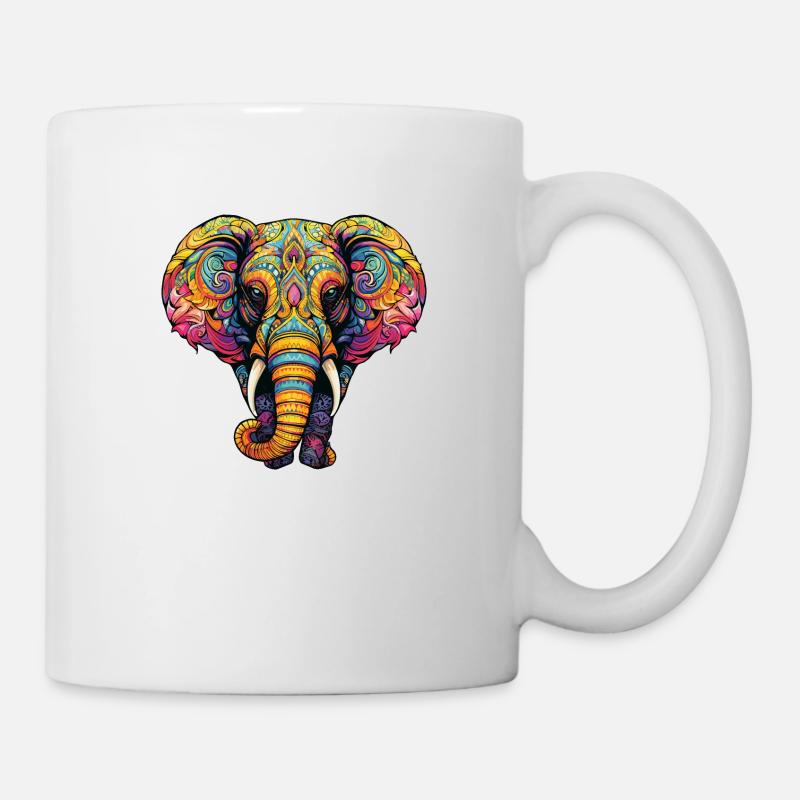 Colorful elephant dream in mandala style - Mug - white