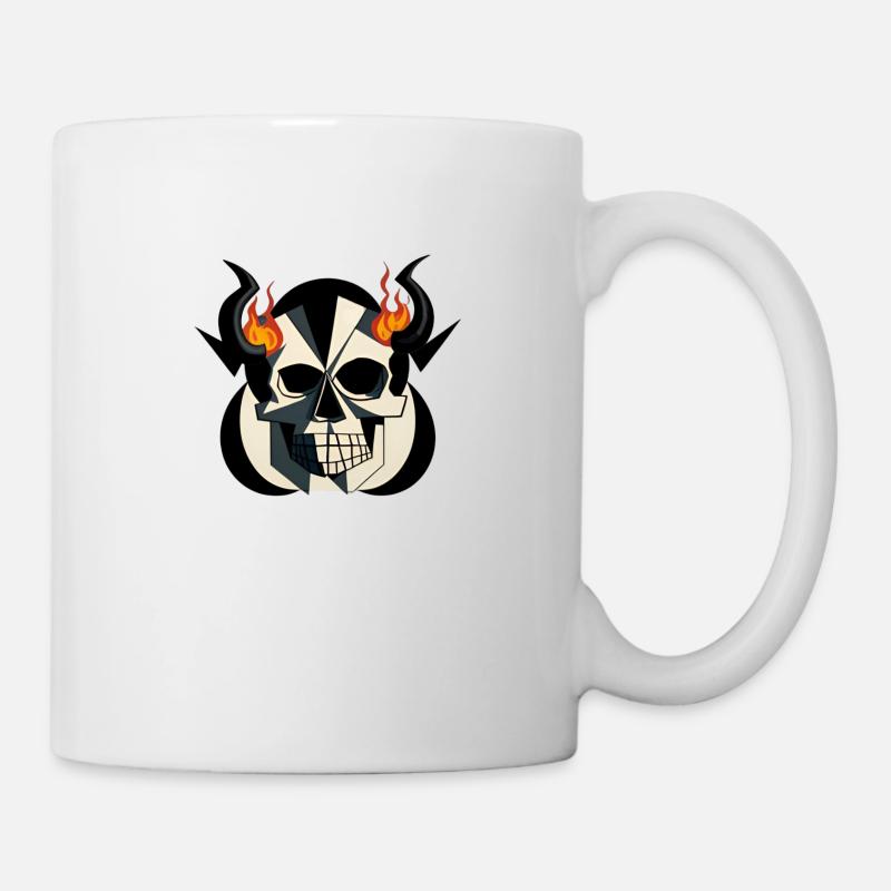 Cute horned skull | Fire of this summer - Mug - white