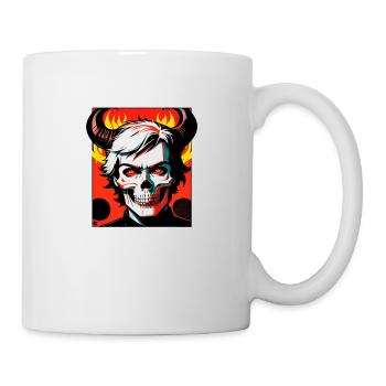 Red-eyed horned skull | Beauty of Fire and Summer - Mug - white - Right