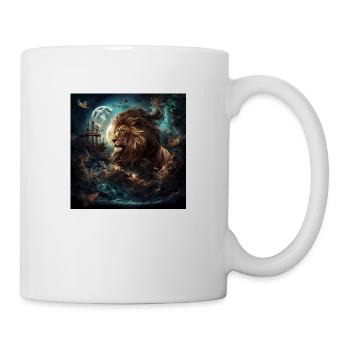 Löwe in Fantasiewelt - Tasse - Weiß - Rechts