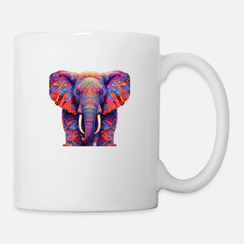 Eléphant psychédélique - Mug blanc - blanc