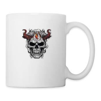 Gehörnter Schädel - Tasse - Weiß - Rechts