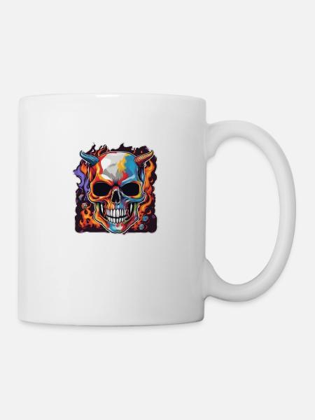 Gehörnter Schädel | Manipulation seiner Puzzlewürfel - Tasse - Weiß