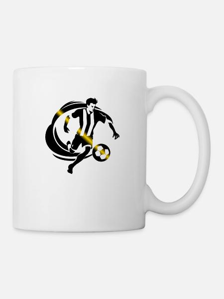 Footballer Black Yellow Foot - Mug - white