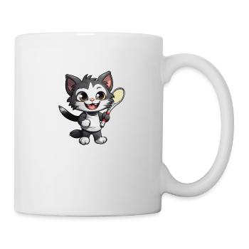 Cat playing tennis - Mug - white - Right