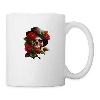 Crâne avec des roses - Mug blanc - blanc - Droite