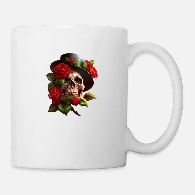 Crâne avec des roses - Mug blanc - blanc
