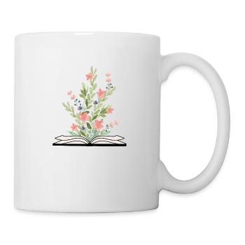 Open Book with growing Flowers - Mug - white - Right