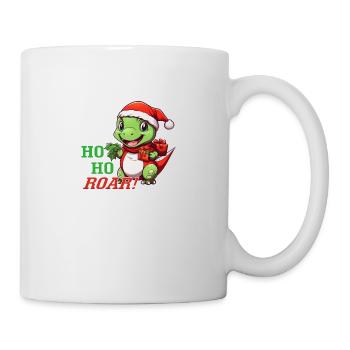 Ho Ho Roar! | Cute dinosaur with Santa hat - Mug - white - Right