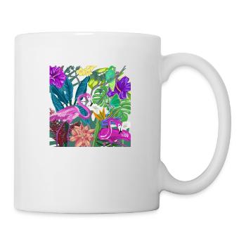 Image de la jungle Flamants roses - Mug blanc - blanc - Droite
