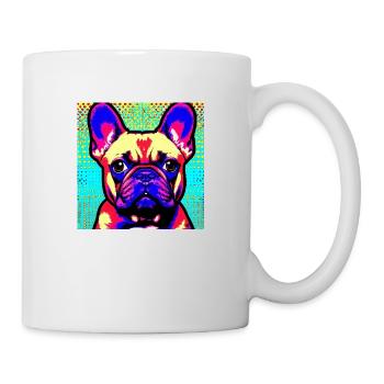 Französische Bulldogge Pop Art - Tasse - Weiß - Rechts