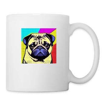 Mops Pop Art - Tasse - Weiß - Rechts