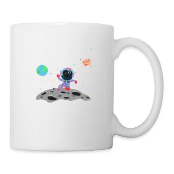 astronaute bleu rose - Mug blanc - blanc - Droite