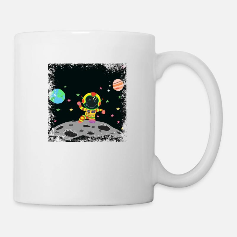 astronaute jaune et rouge grunge - Mug blanc - blanc