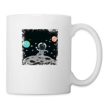 astronaute gris grunge - Mug blanc - blanc - Droite