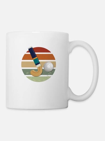 Retro Hockey Schläger Feldhockey Hallenhockey - Tasse - Weiß