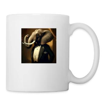 Gentleman Elefant im Smoking - Renaissance Gemälde - Tasse - Weiß - Rechts