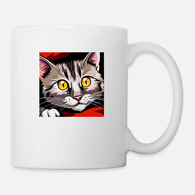 Niedliche Katze Bettelnde Augen - Tasse - Weiß