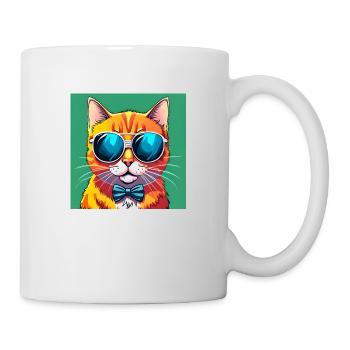 Classy Cat With Shades And A Bow Tie - Mug - white - Right