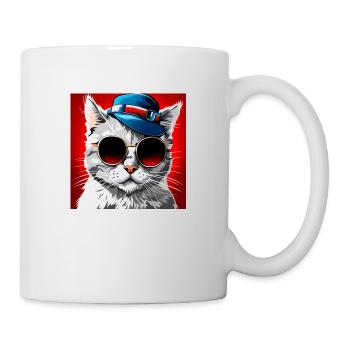 Classy Cat With Shades And A Top Hat - Mug - white - Right