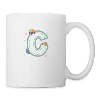 Fahrzeug Buchstabe c - personalisiertes Kindergeschenk - Tasse - Weiß - Rechts