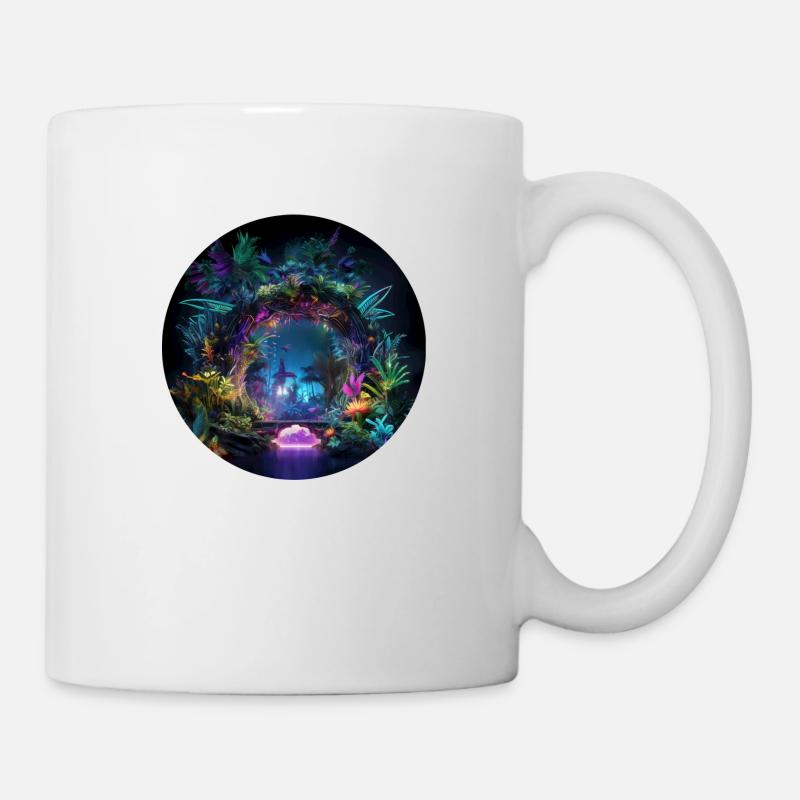 Aventures dans la jungle brillante: Neon Jungle Explore - Mug blanc - blanc