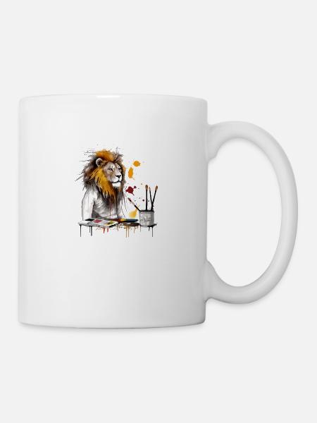 Leo der Löwenmaler - Tasse - Weiß