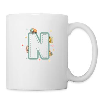 Buchstabe n Fahrzeug - personalisiertes Kindergeschenk - Tasse - Weiß - Rechts
