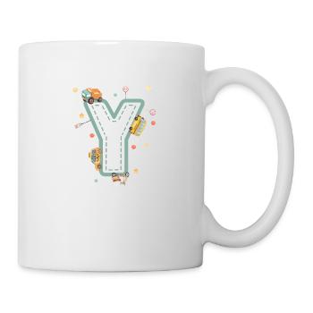 Letter y Fahrzeug - personalisiertes Kindergeschenk - Tasse - Weiß - Rechts