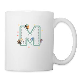 Buchstabe m Fahrzeug - personalisiertes Kindergeschenk - Tasse - Weiß - Rechts