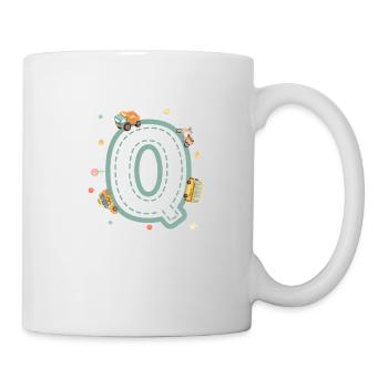 Buchstabe q Fahrzeug - personalisiertes Kindergeschenk - Tasse - Weiß - Rechts