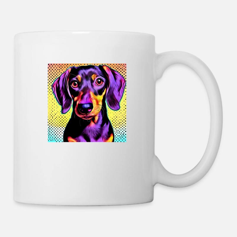 Dackel Pop Art - Tasse - Weiß