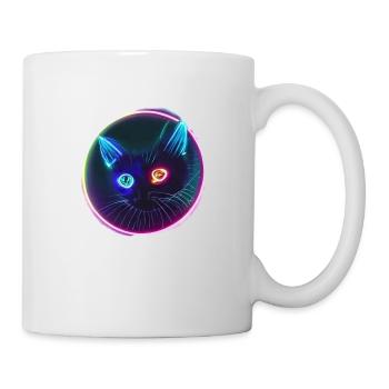 Black Cat with Neon Eyes - Mug - white - Right