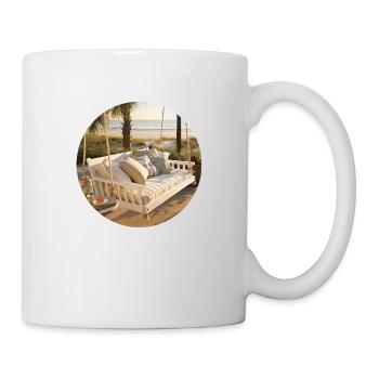 Vacances en balançoire suspendue au bord de la mer - été et soleil - Mug blanc - blanc - Droite