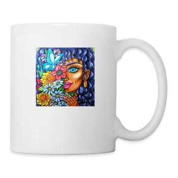 Fille aux fleurs - Mug blanc - blanc - Droite