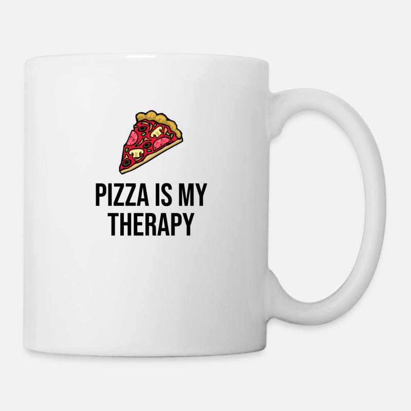 Pizza is my Therapy - Tasse - Weiß