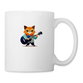 Katze macht Gitarre - Musik Tierkunst - Tasse - Weiß - Rechts
