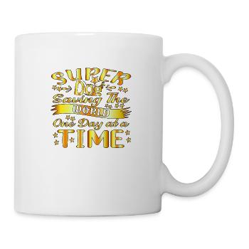 Super chien sauve le monde une fois par jour doré - Mug blanc - blanc - Droite