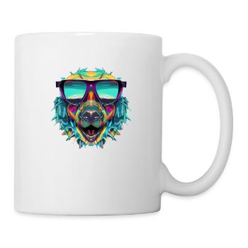 Mehrfarbiger Hund mit Sonnenbrille - Tasse - Weiß - Rechts