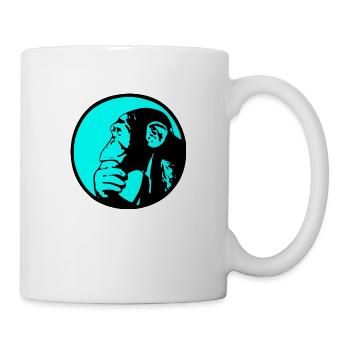 Denkender Affe Schimpanse - Tasse - Weiß - Rechts