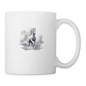 Le cheval blanc dans toute sa splendeur - Mug blanc - blanc - Droite