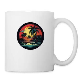 Reif für die Insel: Urlaub am Strand mit Palmen - Tasse - Weiß - Rechts